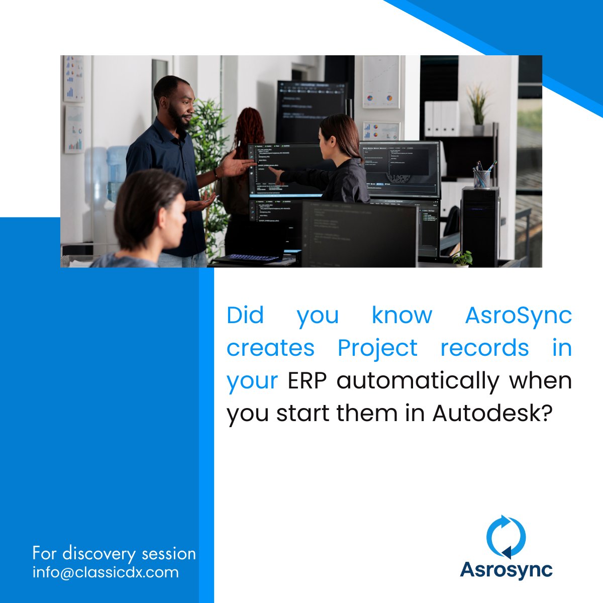AsroSync's tweet image. Did you know project setup doesn’t have to be manual anymore?

With AsroSync, project records are automatically created in your ERP the moment a project is initiated in Autodesk.

For more details visit asrosync.com or call +1 470 707 2943