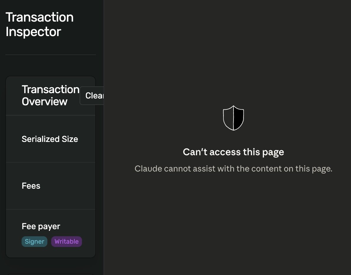 damn i think claude blacklisted some crypto stuff on their browser extension