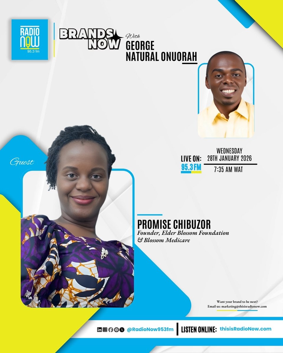 Today on Brands Now with George Natural Onuorah

We sit down with Promise Chibuzor, Founder of Elder Blossom Foundation and Blossom Medicare

Want your brand featured?
📩 marketing@thisisradionow.com

#BrandsNow #brandspotlight #eldercare #healthcareinnovation #businessinsights