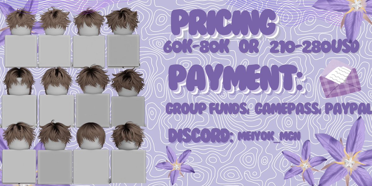 MEWGAWN's tweet image. 💜Commision Letter! 💌

💜Dm Me Via Discord : Meiyok_mgn💜

#ROBLOX #RobloxDev #RobloxUGC #robloxdevtwt