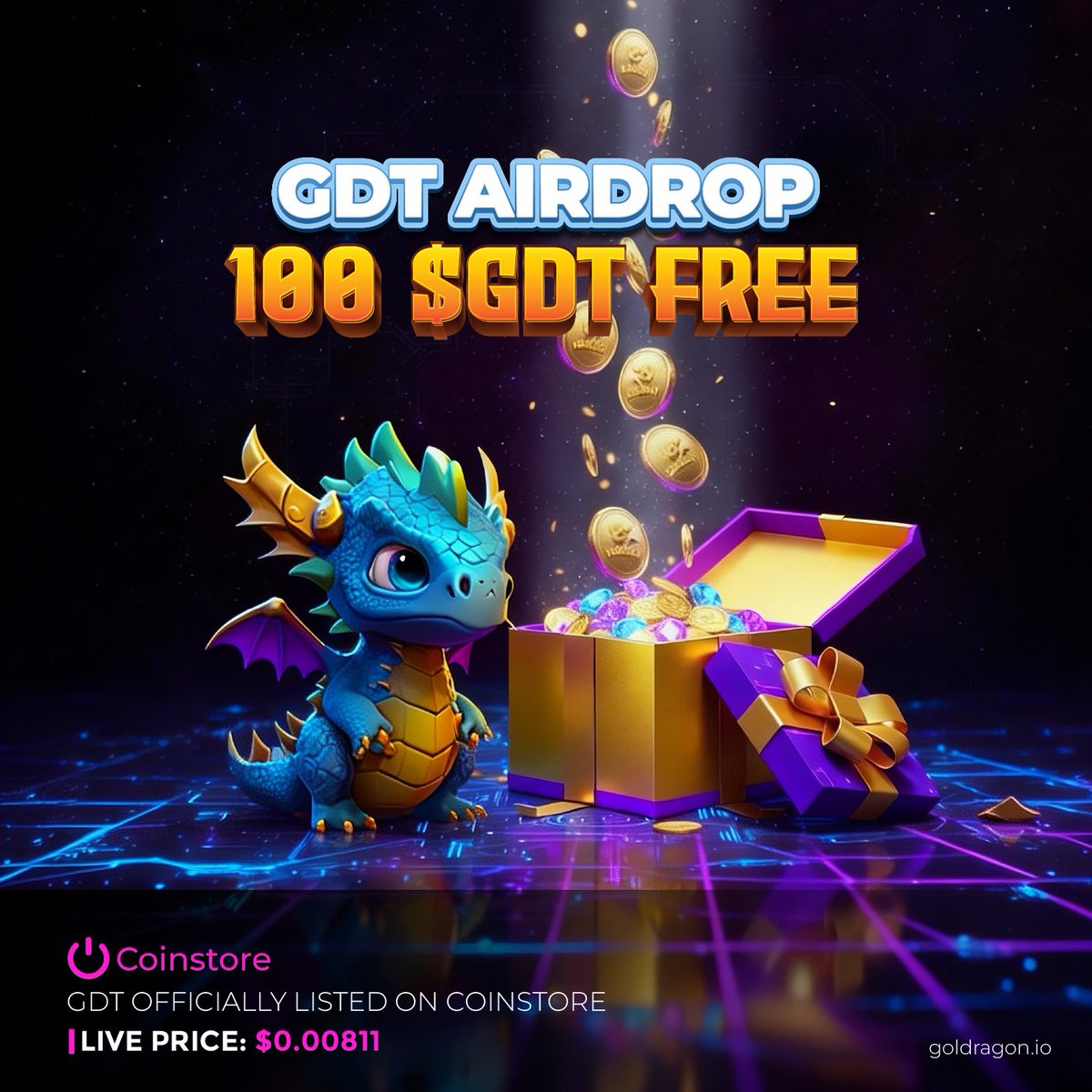 🎁 GDT Community AIRDROP — Early Supporters

Join Goldragon staking and become part of our long-term yield ecosystem 🚀

Rewards:
💎 Free 100 $GDT for all eligible participants

How to Join:
1️⃣ Follow: x.com/goldragonnft
2️⃣ Like &amp; Retweet 🔁
3️⃣ Join Telegram:
