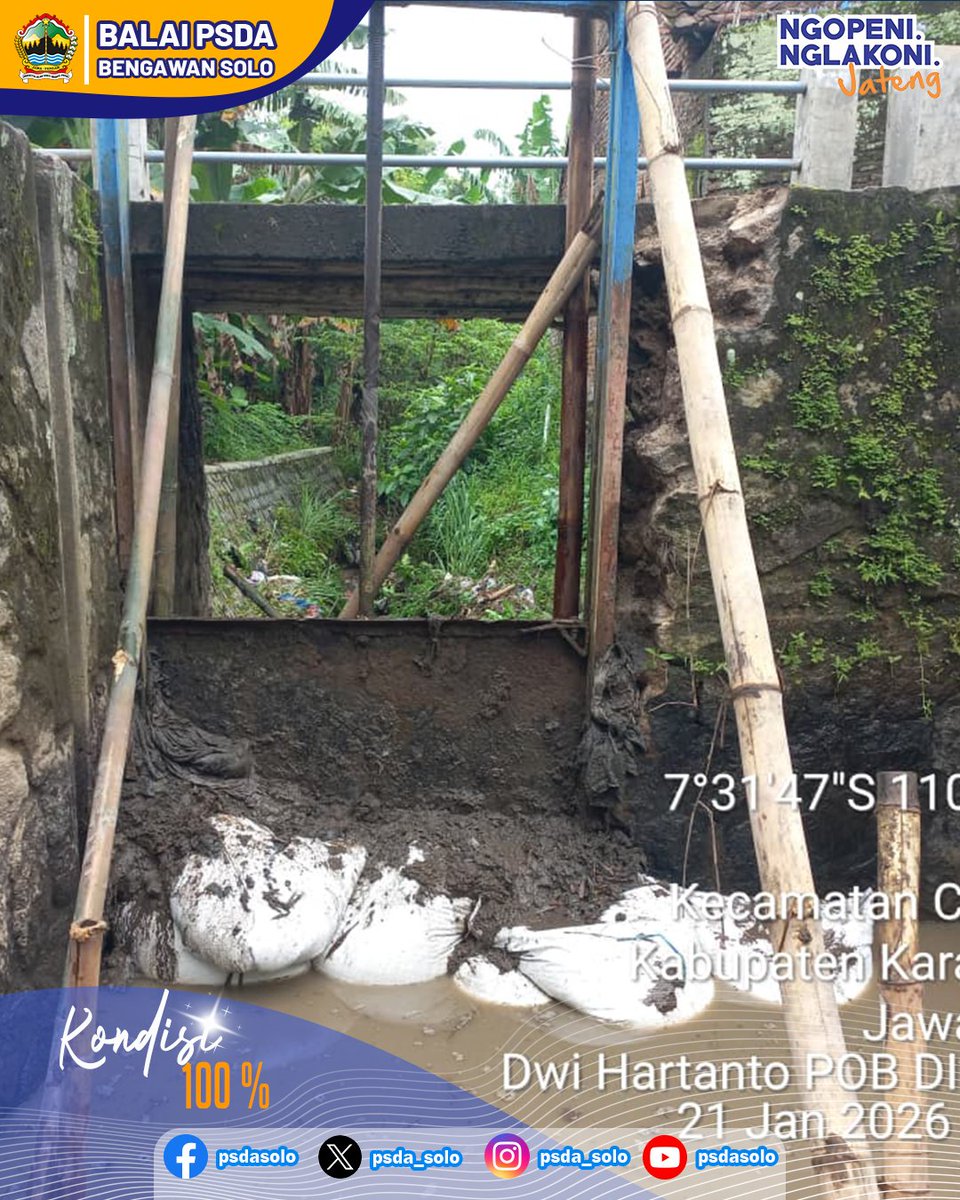 Kegiatan Kerja Bersama Darurat Pintu Rusak dengan PPA &amp; Mantri Pokla Gandul di Saluran Induk Brajan HM 04+75 Daerah Irigasi (DI) Brajan. 
.
Desa Bolon
Kec. Colomadu
Kab. Karanganyar 
.
<a href="/dpuprjateng/">DPUPR Jateng</a>
<a href="/dpusdatarujtg/">Dinas PUSDATARU Jateng</a>
.
#jawatengah
#ngopeningelakoni
