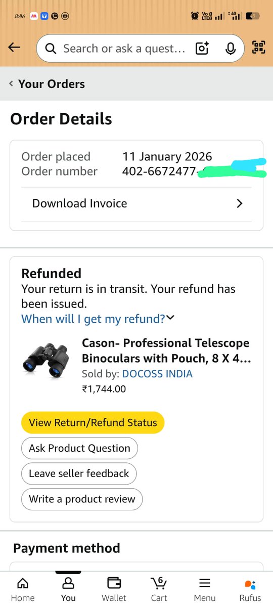 GNayak62708's tweet image. Disappointed with @amazonIN. Binocular delivered, refund shown without pickup. Product still with me.I want to return. Should I take legal action.. #AmazonIndia #CustomerServiceFail #RefundIssue #ConsumerRights