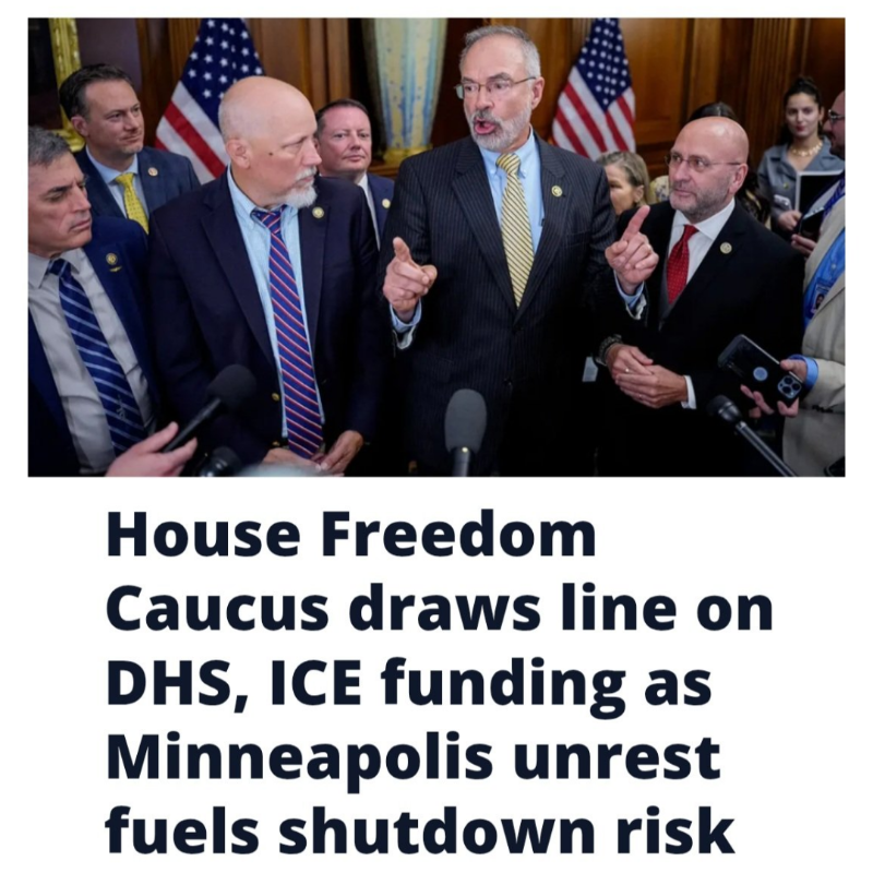 FreedomCaucusF's tweet photo. FOX NEWS: House Freedom Caucus draws line on DHS, ICE funding as Minneapolis unrest fuels shutdown 

The Freedom Caucus is also urging Trump to invoke the Insurrection Act

Read story below 👇