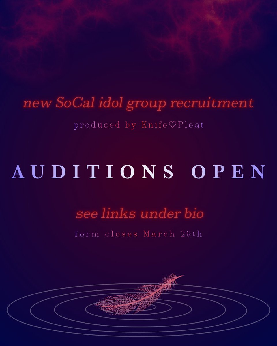 ever see sparkly cool idols on stage and want to join them but don't know where to start? 🤔
the SoCalbased idol group I am producing is looking for 2-4 people enthusiastic about idols and performing!🔥🪽
for more info please check out the form link below!
forms.gle/gQg3y8cWpGEL3J…