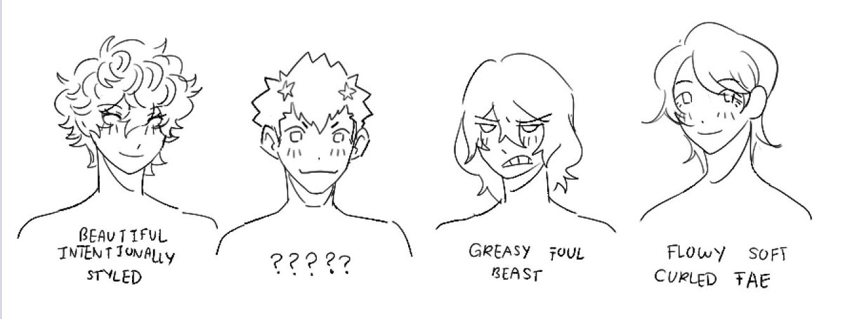 how i draw each of the guys hair