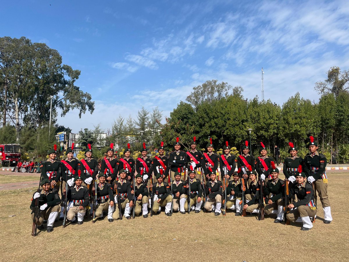 NccDbs's tweet photo. Proudly representing the DBS NCC Girls Wing at the State Republic Day Parade, in the presence of the Hon’ble Governor Lt Col(Retd) Gurmeet Singh and Hon’ble Chief Minister Shri Pushkar Singh Dhami—an inspiring display of discipline, unity, and unwavering national pride. 🇮🇳✨ https://t.co/OAb58ijgn2