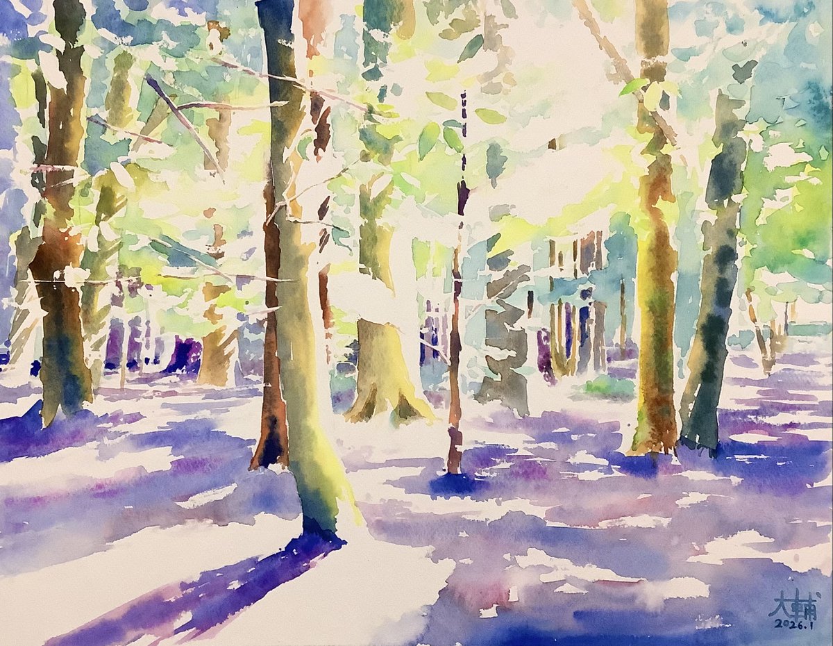 光の正体 ホワイトワトソン水彩紙F6 ターナー透明水彩、ホルベイン透明