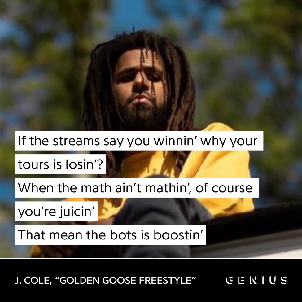 🚨 J.Cole Fires shots at Wizkid and other artistes faking their streams and struggling to sell out shows in newly released song “Golden Goose Freestyle”