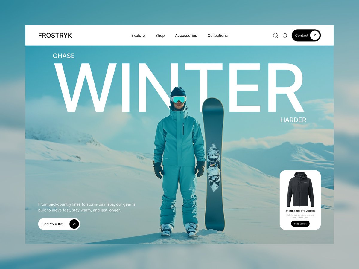Chasing winter vibes ❄️
Hero for a snow sports gear brand✨