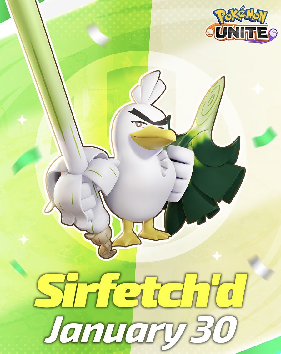 🍃Sirfetch’d UNITE LICENSE GIVEAWAY🍃

1️⃣Follow
2️⃣Like &amp; Retweet
✨Bonus: Tag a friend 

#Sirfetchd unite license was #Gifted_by <a href="/Pokemon/">Pokémon</a>, huge shoutout to them! 🎁

📆One winner will be drawn on February 1st

P.S: TPCi is in no way a sponsor or partner of this giveaway.