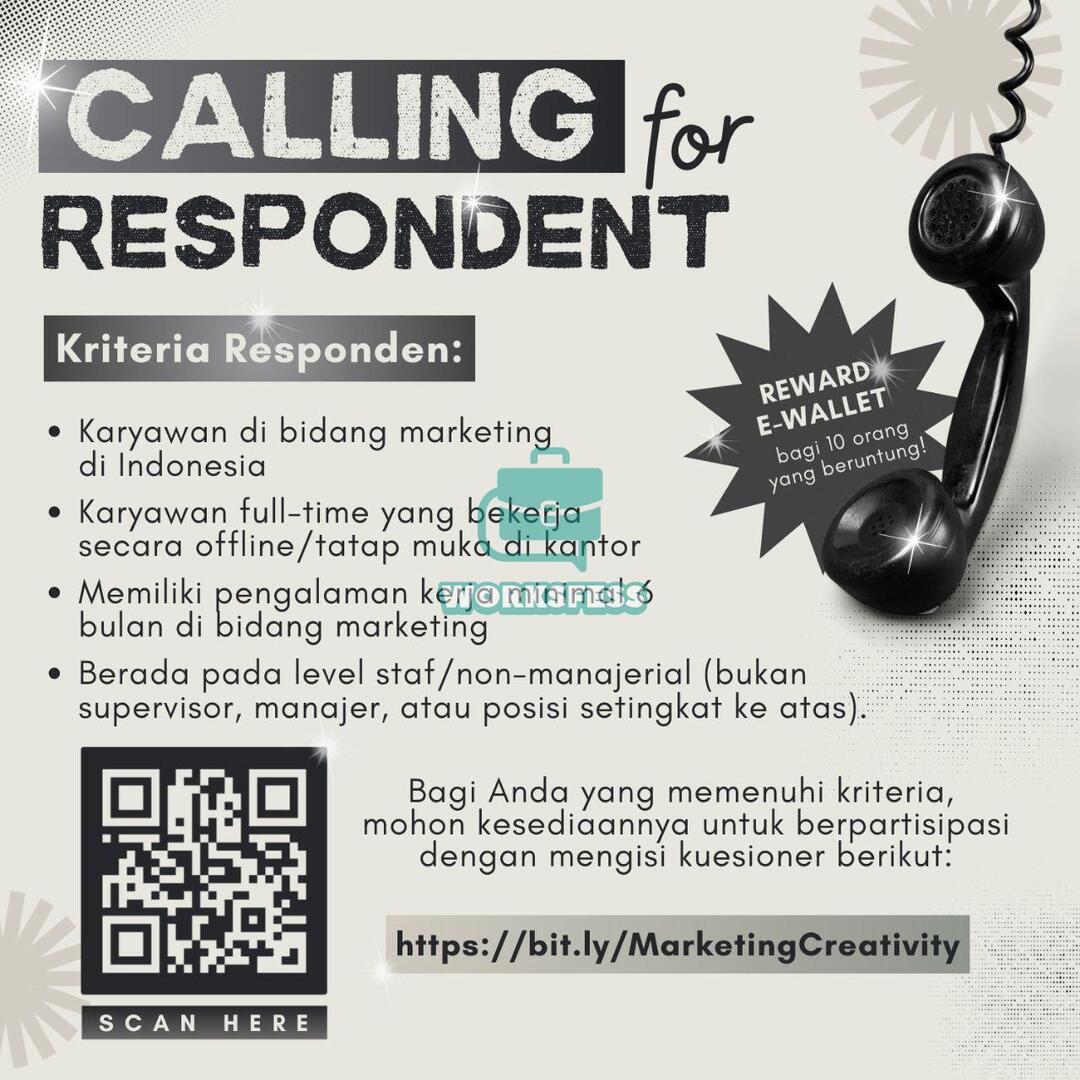 worksfess's tweet photo. Work!
Halo kakak-kakak marketing‼️

Aku lagi butuh responden skripsi dari karyawan marketing, nihh. Bagi yang memenuhi kriteria dan berkenan boleh banget langsung scan barcode nya yaa. Atau biar gampang langsung klik link yg ada di reply. Thank youu🩵🤗 https://t.co/dgNWp7qKss
