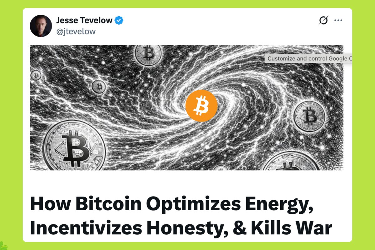 BITCOIN – NĂNG LƯỢNG, TRÒ CHƠI LỢI ÍCH &amp; CÂU CHUYỆN CHẤM DỨT CHIẾN TRANH ⚡🕊️

Bitcoin có lẽ là phát minh bị hiểu sai nhiều nhất trong thời hiện đại. Và cũng chính vì vậy, nó lại là một trong những cơ hội lớn nhất.

💡 Bitcoin &amp; năng lượng

Nhiều người nói