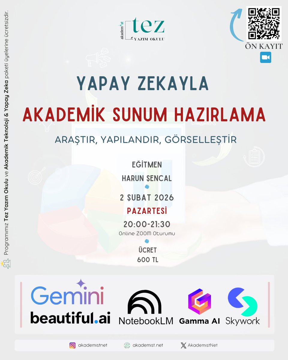 AkademistNet's tweet photo. 🚀 Akademik Sunumda Yapay Zeka!

Ön kayıt ve detaylı bilgi: https://t.co/9UyBtQ7HAM https://t.co/hxbsZESS8F