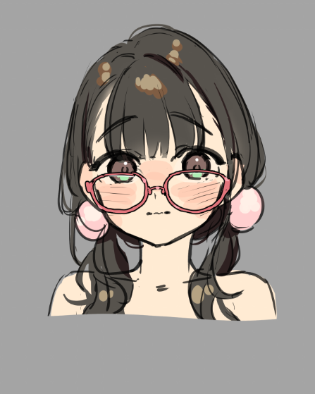 眼鏡可愛くない?と思ったものの動かすときに難儀しそうで悩んでるデザイン案
主人公は結局大人しめな子になりそう 