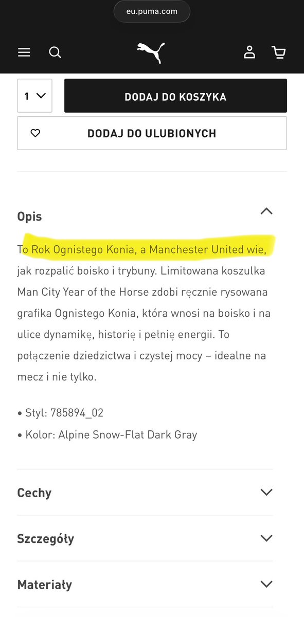 Heh <a href="/PUMA/">PUMA</a> nie wstyd Wam? Oficjalna strona, nowa koszulka <a href="/ManCity/">Manchester City</a>, a w opisie taka pomyłka z największym rywalem <a href="/ManUtd/">Manchester United</a> ?