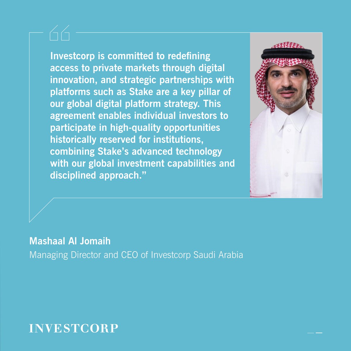 Investcorp's tweet photo. #Investcorp announces the expansion of its digital platform offering through a distribution agreement with @GetStake, the MENA region’s leading digital real-estate investment platform. The partnership provides investors with access to select international real estate opportunities via the Stake digital application, combining Investcorp’s institutional-grade investment expertise and rigorous due diligence. 

Investors are able to participate seamlessly in opportunities traditionally available only to institutional partners, reinforcing Investcorp’s commitment to broadening access to private markets through digital innovation. Read more: https://t.co/Cho2xuPSR1