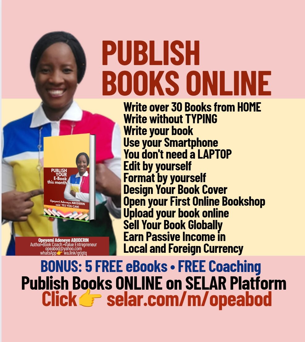 opeabod's tweet photo. We honour you
We help you CREATE YOUR LEGACY by Publishing #BOOKS ONLINE 
View Resources👇🏽
#Publish Books Online on SMARTPHONE from Home
https://t.co/gf0KqIwnPl
#SELL YOUR BOOKS
https://t.co/0ZcAjklLJ8 
LAUNCH Your BOOK 
https://t.co/gLAXBtEYer
WhatsApp👇🏽
https://t.co/Hk7EuJBjpU https://t.co/YmVXoNKtwy