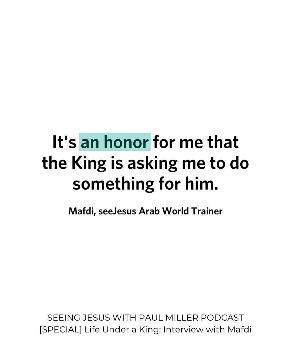 Paul and Liz talk with seeJesus Arab World Trainer "Mafdi" about what we can learn about discipleship from someone who lives in a country ruled by a King.

Listen to our latest podcast: seejesus.net/blogs/podcast/…
