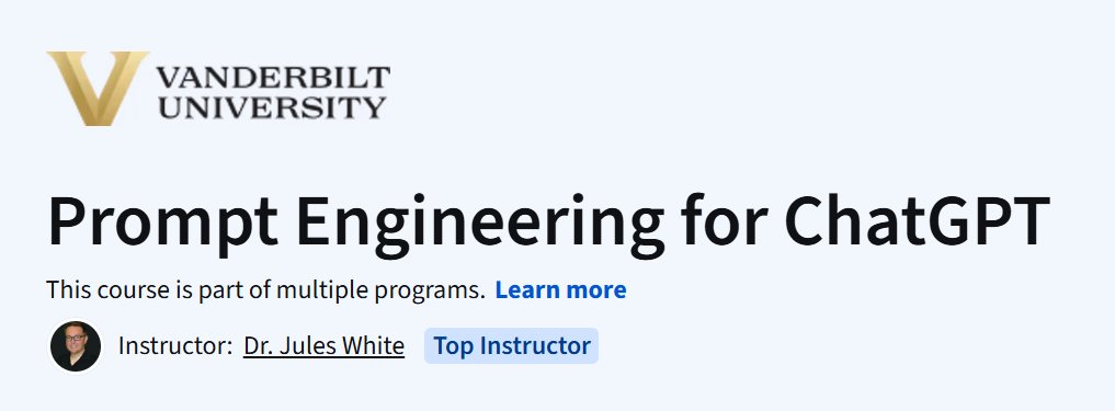 إتقان "هندسة الأوامر" هو المفتاح الحقيقي لتحويل الذكاء الاصطناعي من مجرد أداة مساعدة إلى شريك في العمل.

أنصح بهذا البرنامج من "جامعة فاندربيلت". تكمن أهميته في تجاوزه للاستخدام العشوائي ليركز على منهجية "أنماط الأوامر" (Prompt Patterns) وكيفية تطويع النماذج اللغوية لبناء تطبيقات