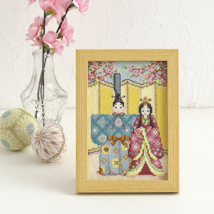 凛とした佇まいが美しい、クロスステッチミニフレーム〈立雛飾り〉のご