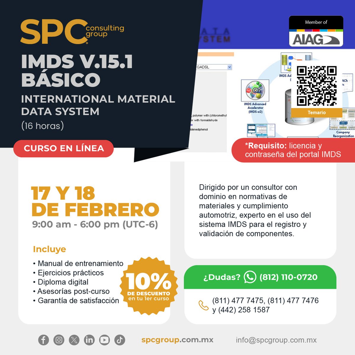 SPC_MEX's tweet photo. Cumplimiento = competitividad ✅

Calendario de cursos 2026:
➡️ https://t.co/kwIKLgrifo

Más información:
📨 Correo: info@spcgroup.com.mx
📲 WhatsApp: https://t.co/mVPsGifRxK

#IMDS #DataSystem #Cumplimiento #Ingenieria #IndustriaAutomotriz #Capacitación #spcgroup https://t.co/LejXh3vZWl