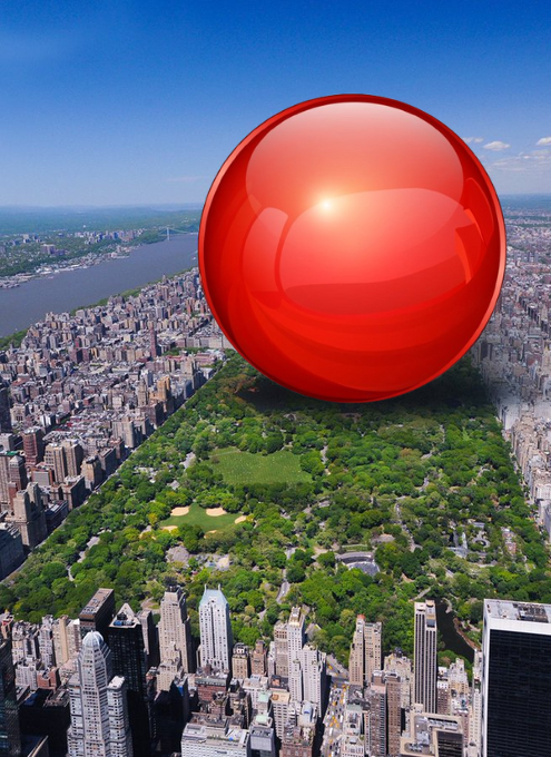 RZEKOME PRZELUDNIENIE ZIEMI

Cała "materia ludzka" zmieściłaby się w kuli o średnicy niecałego kilometra.

Tu w porównaniu z Central Parkiem w NY, który ma 850 metrów szerokości.

W skali planety, 8 miliardów ludzi, to paproszek.