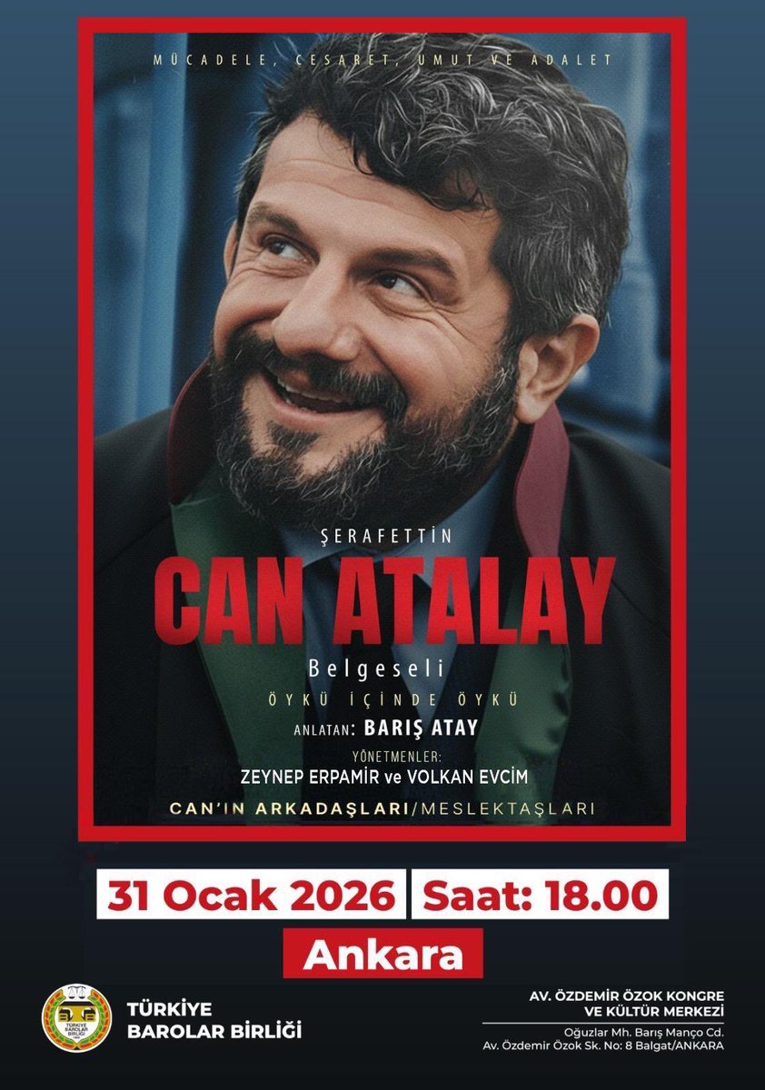timursoykan's tweet photo. Can Atalay belgeseli 31 Ocak’ta Ankara’da. https://t.co/FMTusdR6vk