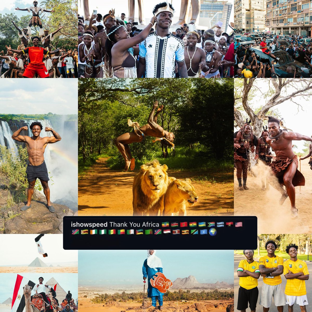 MrInfluencerUg1's tweet photo. 🚨| Speed just shared an Instagram post thanking every African country for the amazing hospitality and all the love they showed ❤️🌍#ishowspeed #ishowspeedAfricatour #MrInfluencerUgReports #IShowSpeedInNamibia #IShowSpeedNamibia #ishowspeedinghana #ishowspeedinnigeria https://t.co/7VIcuNCJ8S