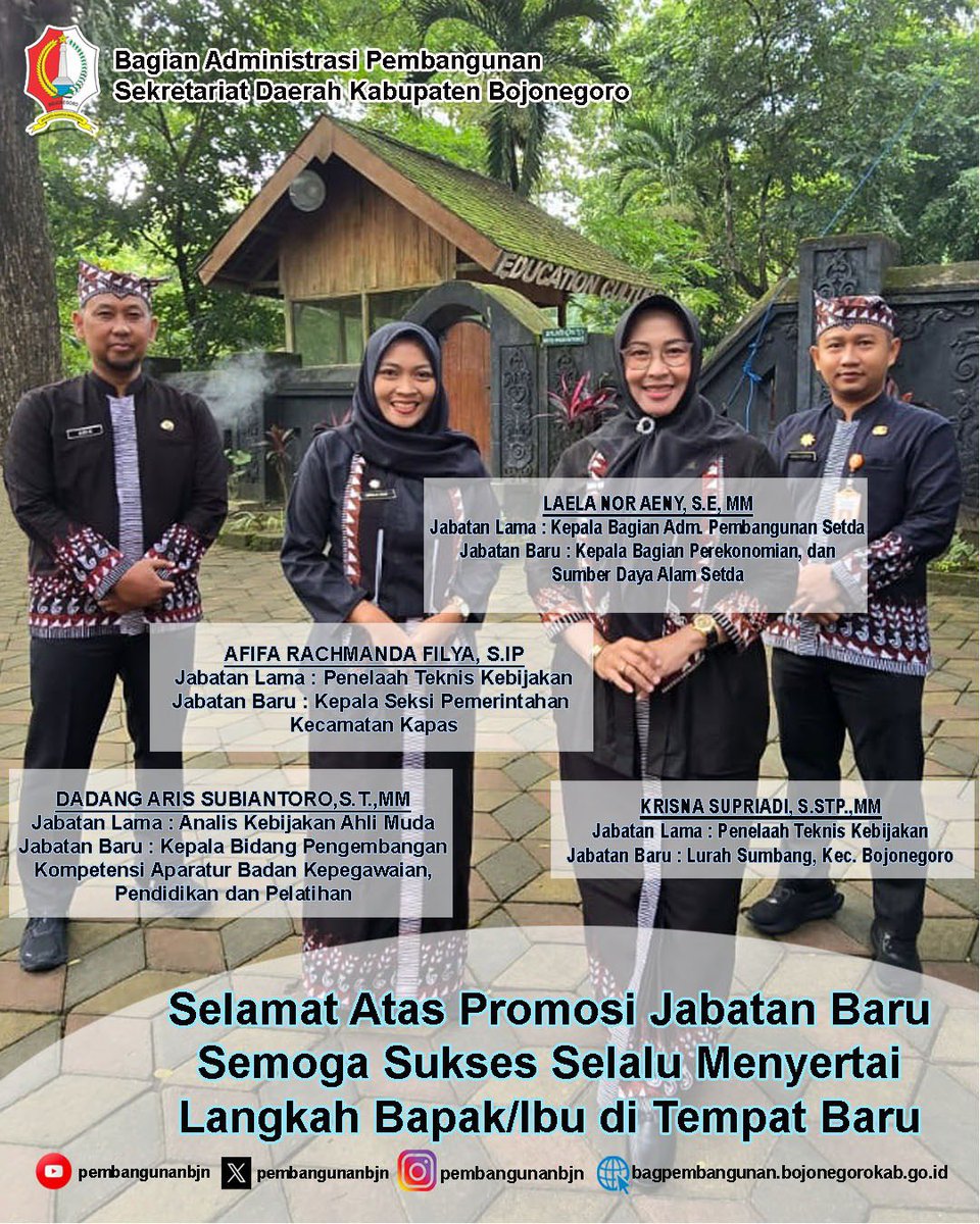 Selamat atas Promosi Jabatan Baru, Semoga Sukses Selalu Menyertai Langkah Bapak/Ibu di tempat baru…. #Bojonegoro #bojonegoromakmurdanmembanggakan