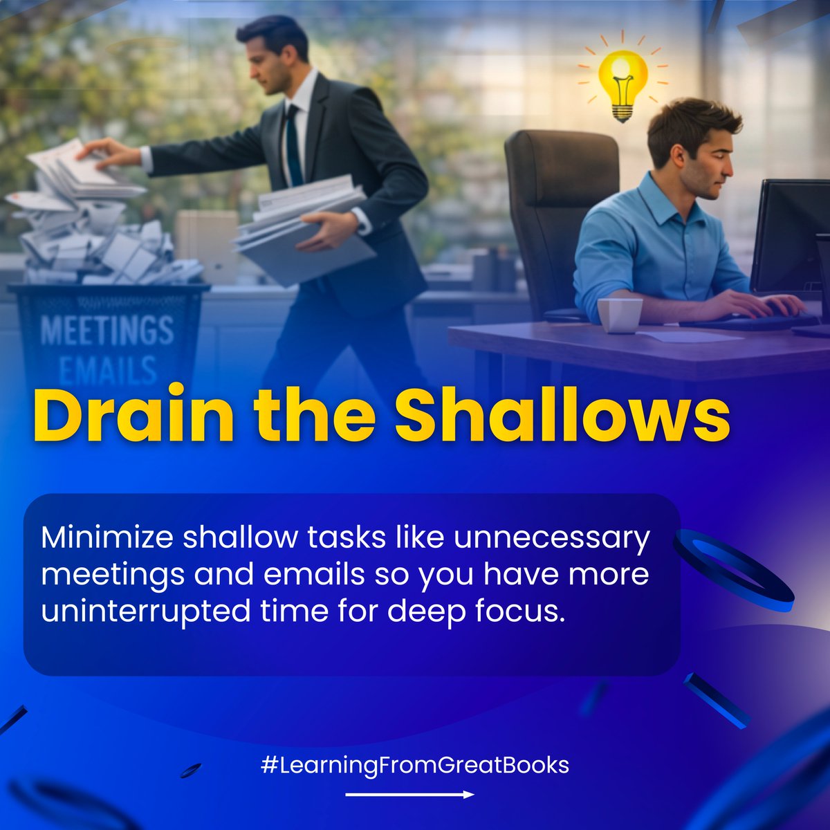 Tmumbd's tweet image. Reclaim your focus in a distracted world.
Inspired by Deep Work by Cal Newport, these principles show how protecting your attention leads to better ideas, stronger results, and meaningful progress in less time.
.
#DeepWork #ProductivityTips #SmartWork #TMU