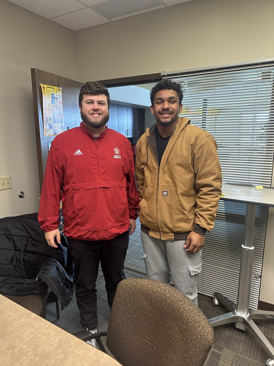 Thank you <a href="/CoachNelsonUSD/">Nathan Nelson</a> for stopping by school today. Can’t wait to further my connection with you and the people at South Dakota!