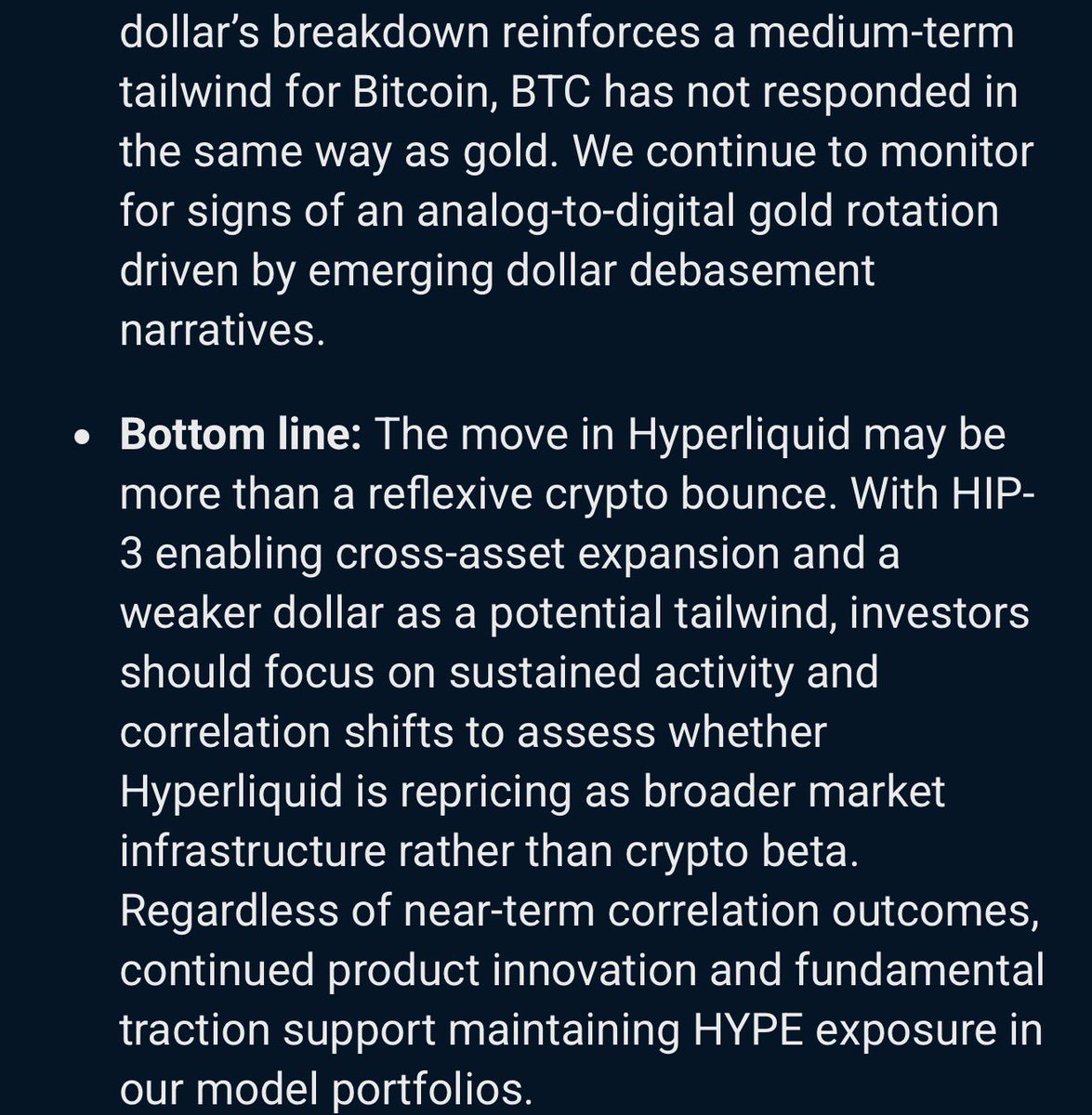 HYPE suddenly reprices +50% the same week as TradFi figures bullpost Hyperliquid. Coincidence or not?

Both Ark Invest (Cathie Wood) and Fundstrat (Tom Lee) covered Hyperliquid in a positive light recently, see attached images.

Hyperliquid