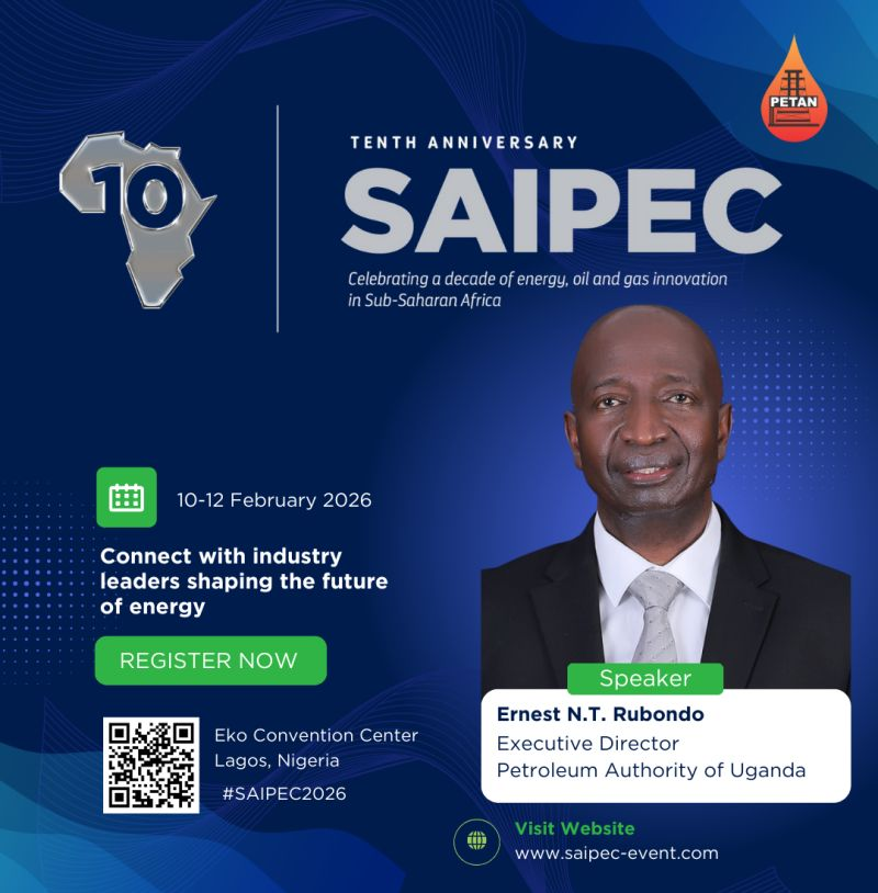 We announce Ernest Rubondo - Executive Director, Petroleum Authority of Uganda, as a speaker at the 10th edition of the Sub Saharan Africa International Petroleum Exhibition &amp; Conference (SAIPEC).

Eko Convention Centre, Lagos, from 10th – 12th February 2026.

<a href="/PETAN_official/">Petroleum Technology Association of Nigeria -PETAN</a>