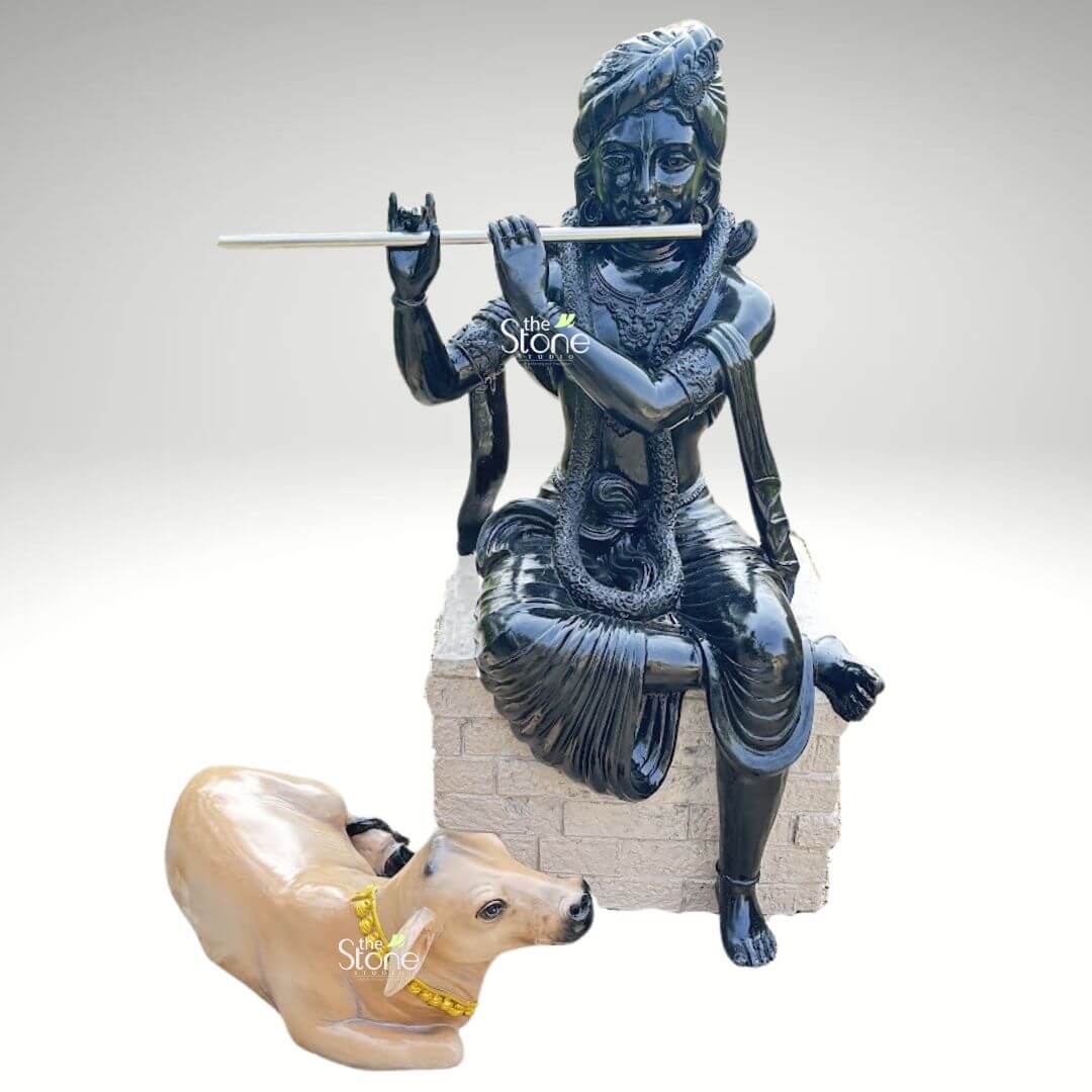 TheStonesStudio's tweet image. Gracefully crafted with devotion this beautiful statue of Lord Krishna playing the flute, accompanied by a serene resting cow, brings an aura of peace, love to any space.
thestonestudio.in/product/lord-k…

Discover more handcrafted creations:
thestonestudio.in

#KrishnaStatue