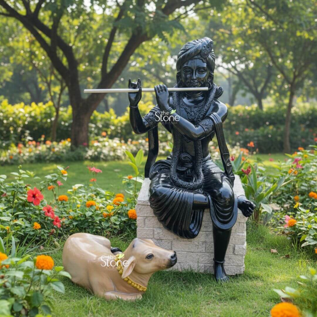 TheStonesStudio's tweet image. Gracefully crafted with devotion this beautiful statue of Lord Krishna playing the flute, accompanied by a serene resting cow, brings an aura of peace, love to any space.
thestonestudio.in/product/lord-k…

Discover more handcrafted creations:
thestonestudio.in

#KrishnaStatue