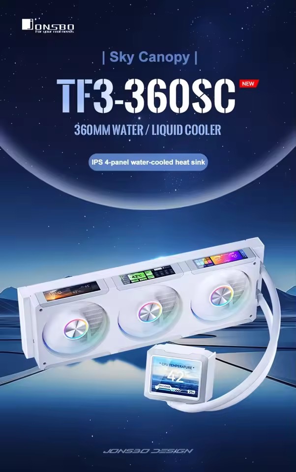 JONSBO TF3-360SC 水冷クーラー ファンに3.38インチ スクリーン付き