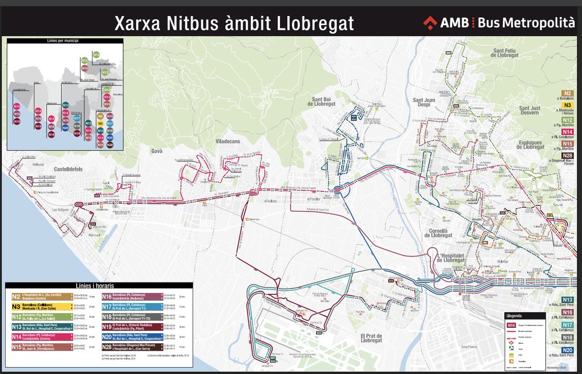 🌙🗺 Ja pots consultar els plànols actualitzats del servei Nitbus!

Hem renovat els plànols de les diferents línies d'autobús 🚌 perquè puguis planificar millor els teus desplaçaments nocturns per l'àrea metropolitana📍.

📲 bit.ly/4bmOqdN

📲bit.ly/3Z3N54c