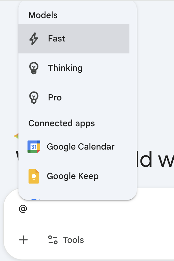 Aithentify's tweet photo. 🚨 Gemini Web now supports instant model switching!

You can now quickly jump between models by typing @fast, @thinking, or @pro directly in your prompt.

Switching models has never been easier. ⚡️ https://t.co/jqf0L4B4Oo