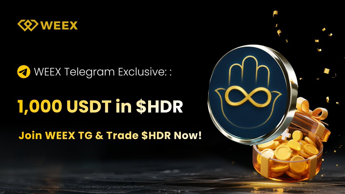 🎉 Join WEEX TG &amp; Get $HDR Rewards! 🎉

💰 Prize Pool: 1,000 USDT
👑 100 winners → 10 USDT each!

⚡ How to Join:
1️⃣ Join WEEX Vietnam TG 👉 bit.ly/3Uopwkj + bit.ly/3Spd1DO
2️⃣ Fill the form 👉forms.gle/4ATB29mZva6X8S…

⏰ Event Time: Jan 28 – Feb 3 (UTC+0)
📲