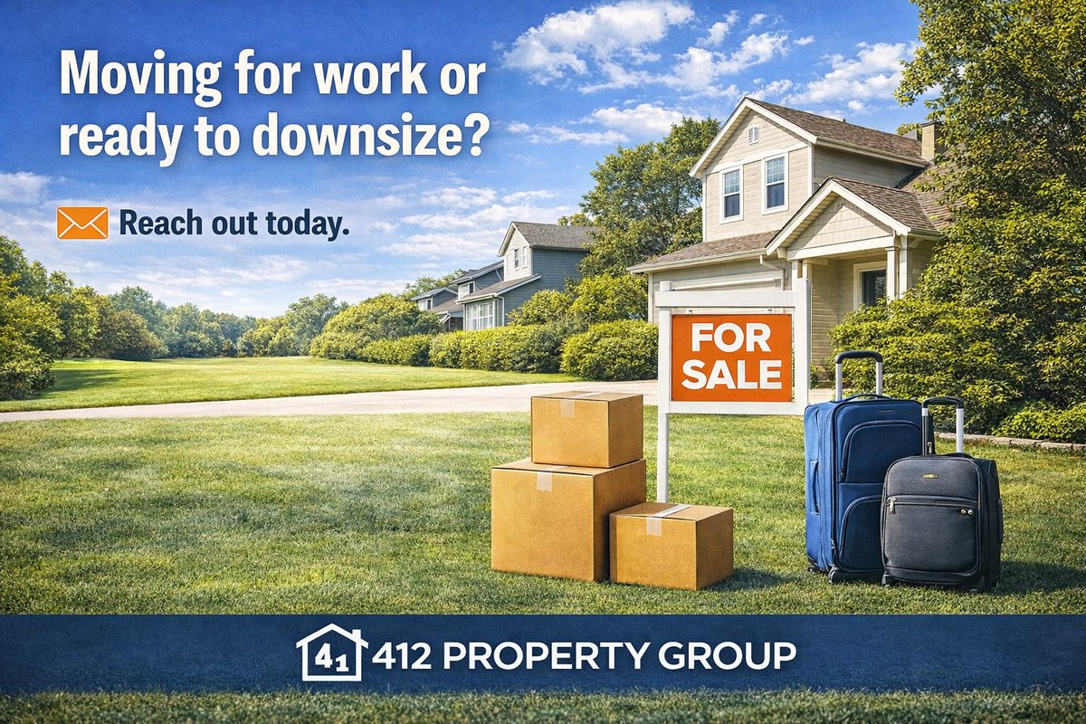 412propertygrp's tweet image. Moving for work or ready to downsize? 

412 Property Group offers a simple cash sale so you can move forward without delays. 

Flexible closing. No stress.

Reach out today. 

#412PropertyGroup #Downsizing #RelocationSale #CashHomeBuyer #PittsburghRealEstate