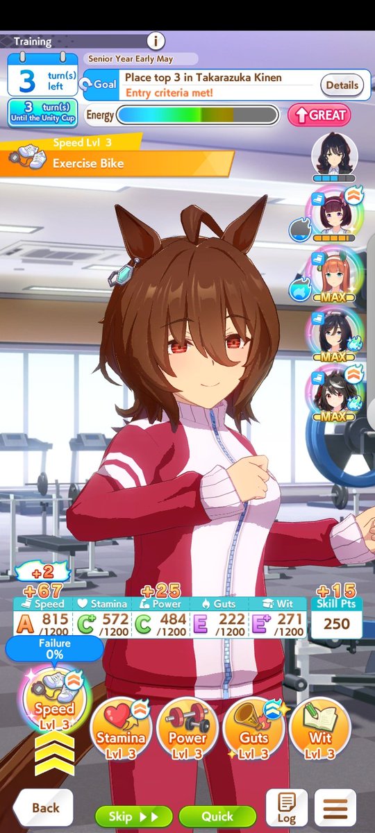 this might be my best training turn ever, besides the 4 friendship trainings, the increased stat is always gonna be a funny number with or without the unity bonus thing