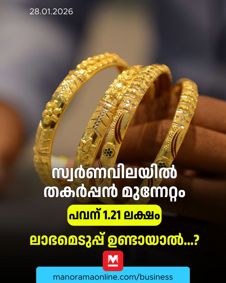 manoramaonline's tweet photo. ഇത്തരം സാഹചര്യങ്ങൾ സ്വർണ നിക്ഷേപങ്ങൾക്ക് നൽകുന്ന ‘സുരക്ഷിത താവളം’ എന്ന പെരുമയാണ് വില കൂടാൻ മുഖ്യകാരണം... #goldprice #gold #keralagoldprice #businessmanorama #goldrecord #goldupdate
Read : https://t.co/i0r0GHkZXO https://t.co/1KOCp0KcCm