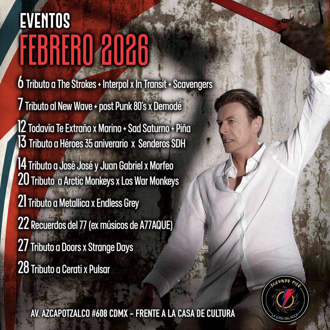 segundopisolive's tweet photo. Lista la cartelera de eventos para este mes de Febrero, te esperamos⚡️ #segundopisolive #Azcapotzalco #CDMX https://t.co/6P4A30Fdzm