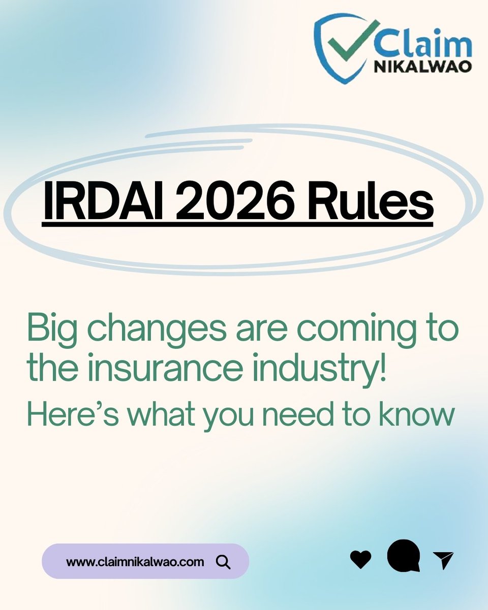 CNikalwao's tweet photo. Big changes are coming to insurance in 2026 🚨

IRDAI’s new rules mean:
✔ clearer policies
✔ faster claim settlements
✔ digital-first, hassle-free claims

Stay informed &amp; protected!

https://t.co/ZY95sE8Q5L

#aapkahaq #irdai #insuranceupdates #policyholderrights #claimnikalwao https://t.co/u5pX8Jvrhc