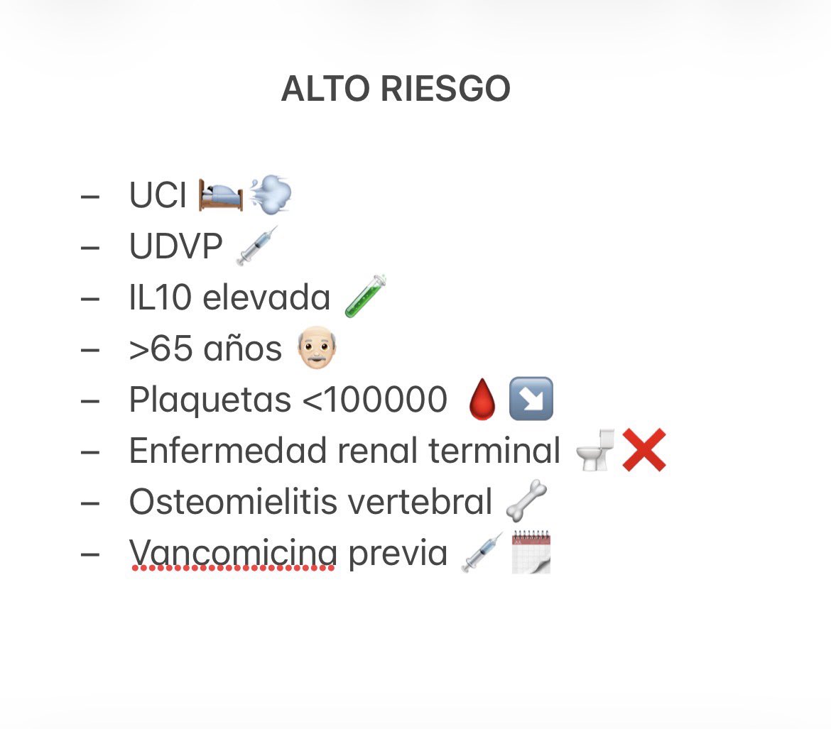 En #bacteriemia por #SAMR 🩸🍇🛡️cuando combinarías DOS antibióticos🍸? En <a href="/CIDJournal/">Clinical Infectious Diseases</a> REVISIÓN ✍🏻🙇🏻‍♂️con #Algoritmo de MANEJO 📸2👇🏻
DOS ANTIBIÓTICOS si:
1️⃣ #AltoRiesgo 📸3👇🏻
2️⃣Bacteriemia #persistente🩸🗓️.
👉🏻Combinación preferida: Dapto + Ceftarolina
🔗🆓pubmed.ncbi.nlm.nih.gov/33993226/