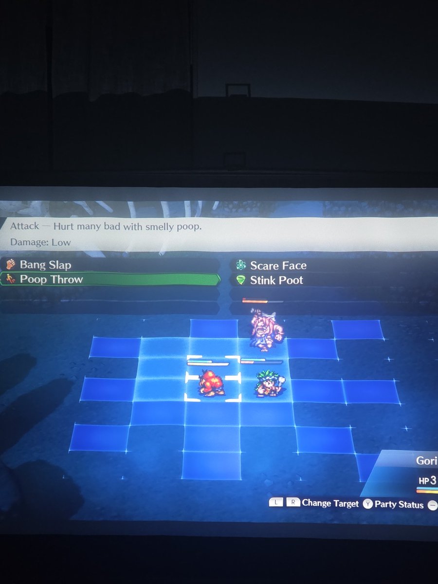 Commencer la journée en jetant son caca sur des hommes préhistoriques sur fond de bossa nova, merci Live A Live, merci le Japon, peau gaming