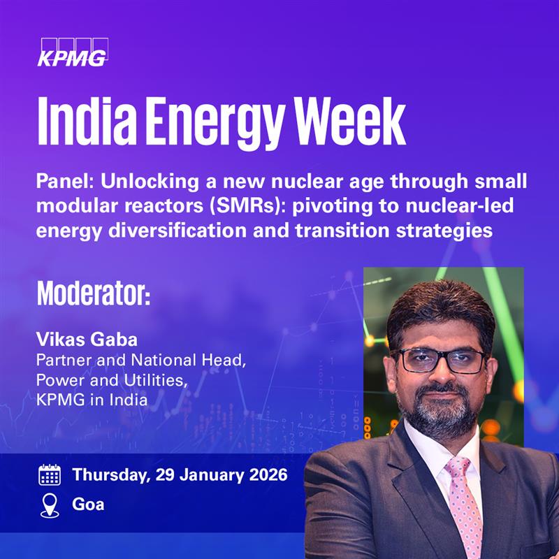KPMGIndia's tweet photo. At @IndiaEnergyWeek 2026, leaders from across the energy ecosystem will examine pathways to long‑term energy security, sustainability, and affordability.

@reachgvikas, @KPMGIndia will moderate a panel discussion on ‘𝗨𝗻𝗹𝗼𝗰𝗸𝗶𝗻𝗴 𝗮 𝗻𝗲𝘄 𝗻𝘂𝗰𝗹𝗲𝗮𝗿 𝗮𝗴𝗲 𝘁𝗵𝗿𝗼𝘂𝗴𝗵 𝘀𝗺𝗮𝗹𝗹 𝗺𝗼𝗱𝘂𝗹𝗮𝗿 𝗿𝗲𝗮𝗰𝘁𝗼𝗿𝘀 (𝗦𝗠𝗥𝘀): 𝘀𝘁𝗿𝗲𝗻𝗴𝘁𝗵𝗲𝗻𝗶𝗻𝗴 𝗻𝘂𝗰𝗹𝗲𝗮𝗿‑𝗹𝗲𝗱 𝗲𝗻𝗲𝗿𝗴𝘆 𝗱𝗶𝘃𝗲𝗿𝘀𝗶𝗳𝗶𝗰𝗮𝘁𝗶𝗼𝗻 𝗮𝗻𝗱 𝘁𝗿𝗮𝗻𝘀𝗶𝘁𝗶𝗼𝗻 𝘀𝘁𝗿𝗮𝘁𝗲𝗴𝗶𝗲𝘀,’ exploring the role of SMRs in national and global energy transitions. Watch this space for his expert insights!

#IEW2026 #IndiaEnergyWeek #EnergyTransition #EnergySecurity #Sustainability #SMRs