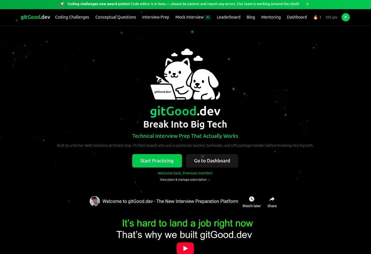 PatrickWiloak's tweet photo. I failed out of Computer Science
I graduated 3 years late.
Became a substitute teacher.
UPS package handler.
Server.
Bartender.

I finally got a tech job.  Getting $15 an hour.  Then I negotiated a raise every 6 months.  Climbed to $75K a year.  Finally, I felt like I redeemed myself.  

But then COVID hit.  I got laid off. Nobody was hiring...

I moved into a shack in my friend's backyard – literally a shed. Spent a week renovating it, adding insulation, running 3 space heaters just to survive winter.

My rent was only $300 a month...but I ate nothing but Taco Bell for months.

My bank account was empty.  I had to completely restart.  I ran up multiple credit cards.

But guess what? I had an ethernet cord.  And I was determined to make a better life.

One year later, I was working at Amazon Web Services.  

Fast forward: I earned a top 1% Customer Obsession award, interviewed at Nvidia, Palantir, and Google.

Now I've built https://t.co/fZBw9u113S – the interview prep platform I desperately needed back when I was freezing in that shack wondering if I'd ever break through.

What's inside:
- 1,000+ practice questions that mirror real FAANG interviews
- Competitive leaderboards to track your progress
- AI-powered mock interviews that adapt to your level
- Built by someone who knows both sides of the table

If you're where I was – doubted, defeated, but determined – this is for you.  Let's get you into Big Tech.

Your breakthrough is closer than you think.
Start here: