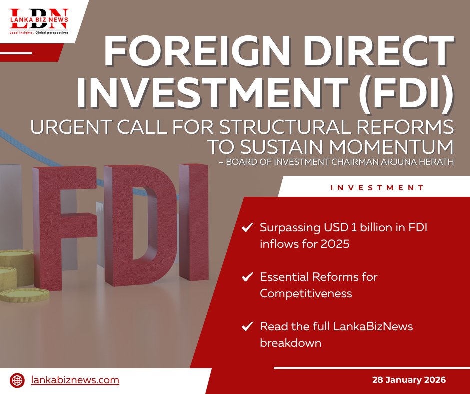 lanka_biz30250's tweet photo. Will Sri Lanka’s $1B FDI milestone in 2025 mark a turning point or fade without reforms? 💰🌍

Dive into the full analysis 👉🏻 https://t.co/k9DfiAOMG1

#SriLanka #FDI #BOI #Investment #StructuralReforms #LKA #InvestmentProtectionAct #Macroeconomy #ExportGrowth #LankaBizNews https://t.co/g9qyCZ7cqv